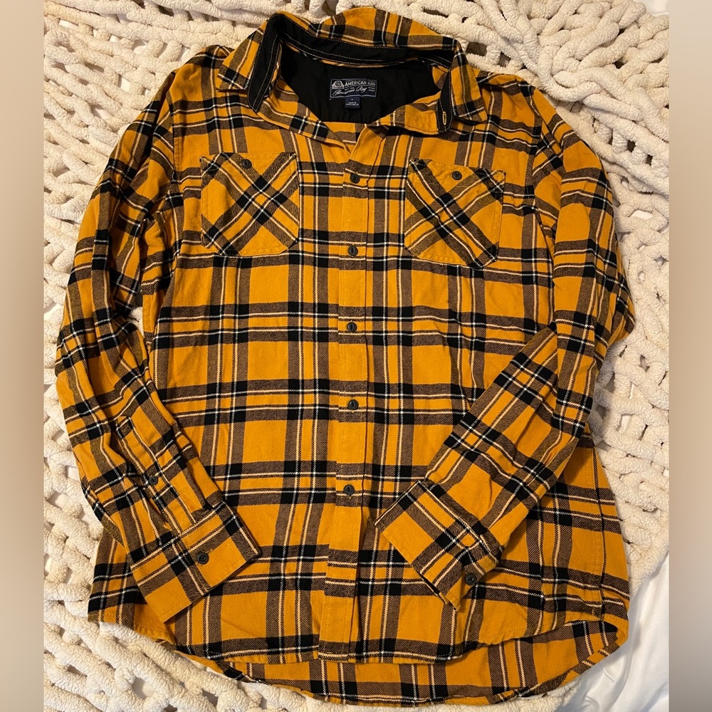 American Rag Yellow and Black Plaid Shirt